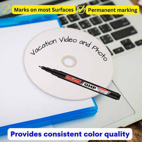 Soni Officemate Fine Tip CD/DVD Markers Pen - Pack of 4 (Mix Color) - SCOOBOO - Permanent Markers