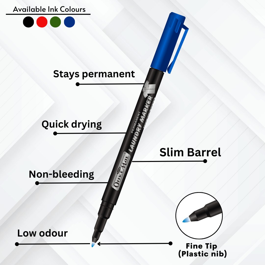 Soni Officemate Fine Tip Laundry Markers Pen - Sets (Mix Color) - SCOOBOO - Fabric Markers