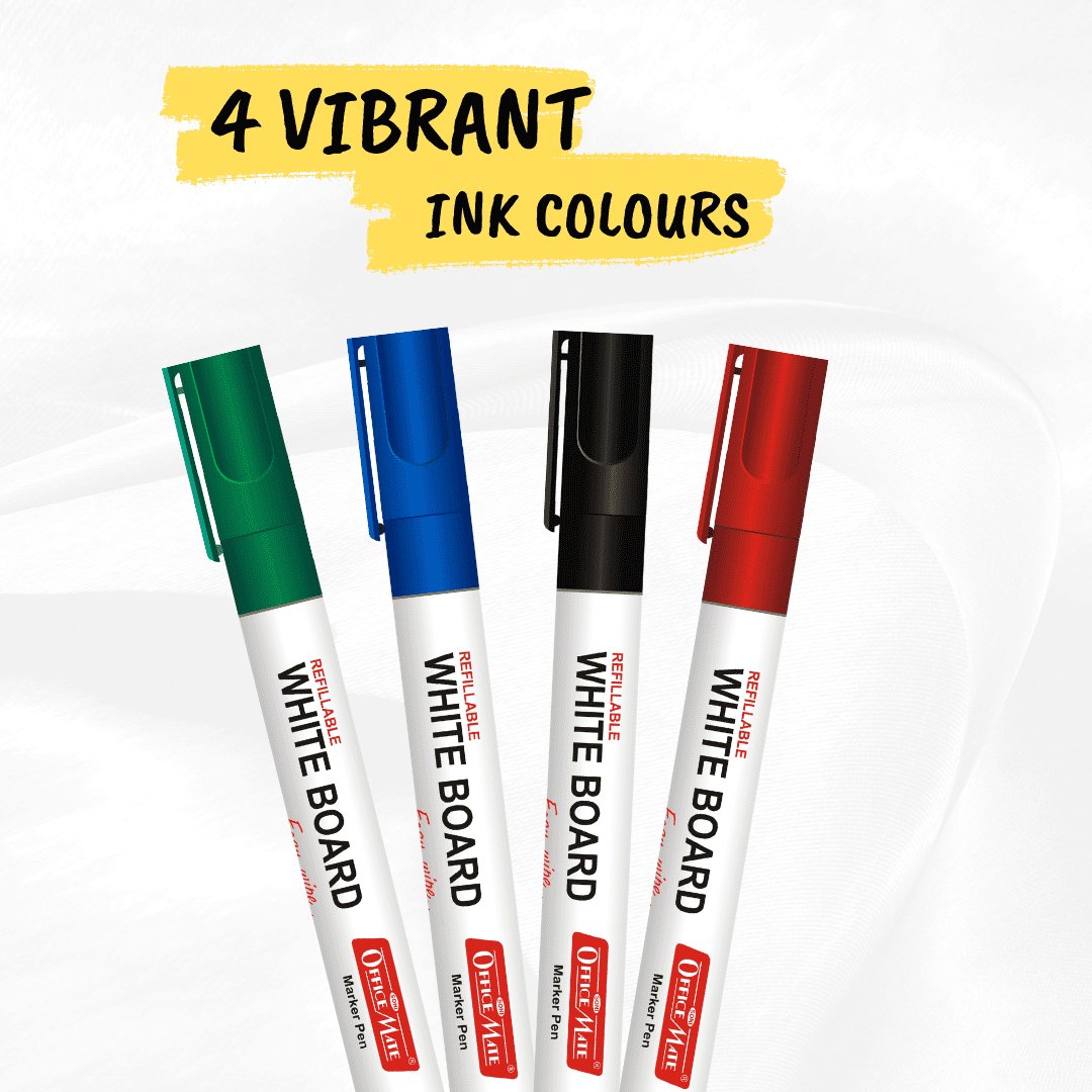 Soni Officemate Fine Tip Paint Markers Pen (Mix) - Pack of 4 - SCOOBOO - 003 - White - Board Marker