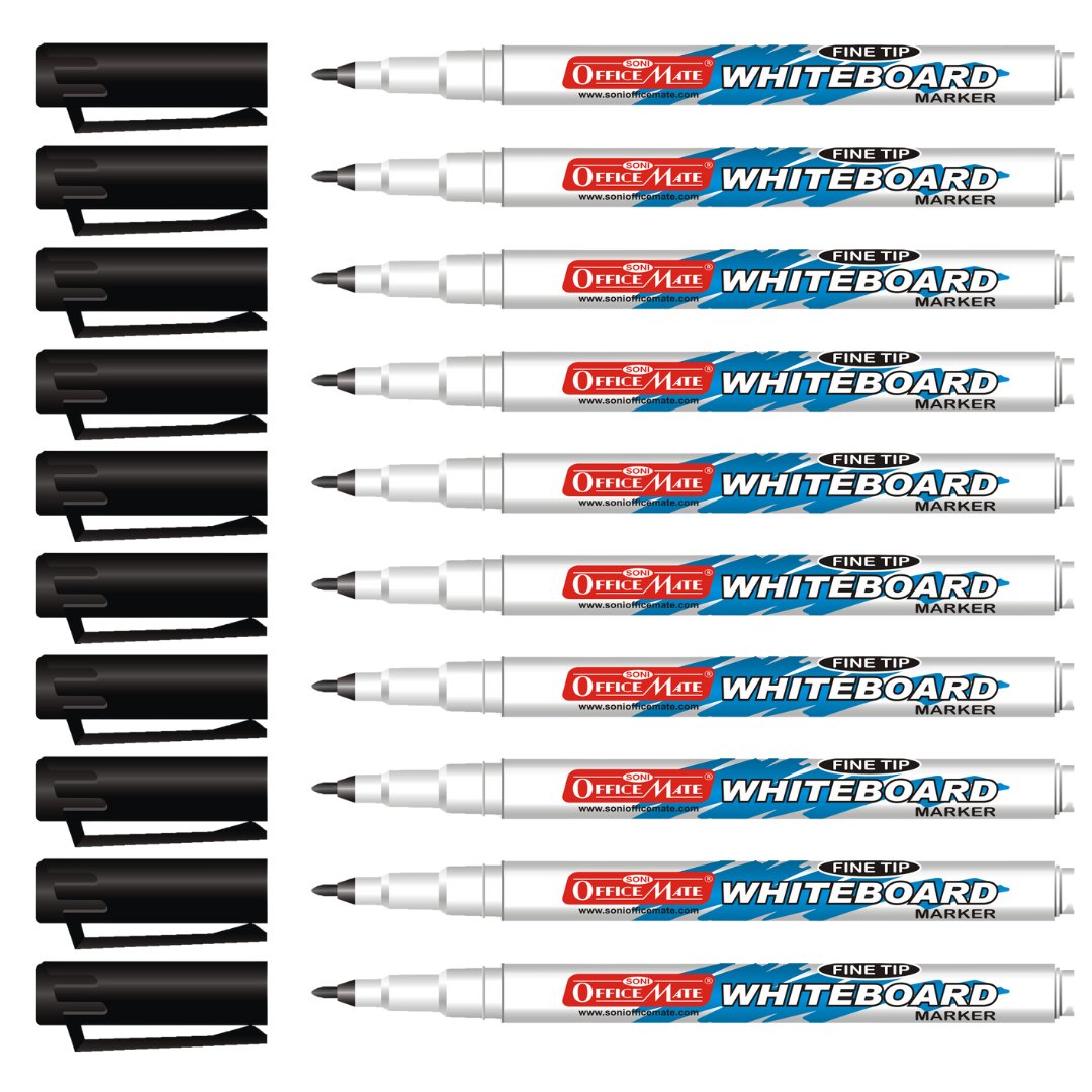 Soni Officemate Fine Tip Whiteboard Marker - Pack of 10 - SCOOBOO - White-Board Marker