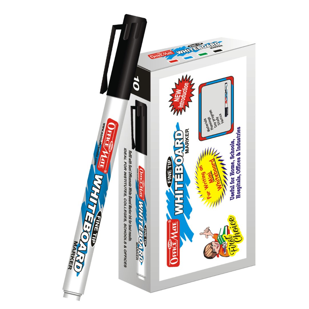 Soni Officemate Fine Tip Whiteboard Marker - Pack of 10 - SCOOBOO - White-Board Marker