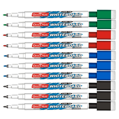 Soni Officemate Fine Tip Whiteboard Marker with Duster On Cap - Pack of 10 - SCOOBOO - White-Board Eraser