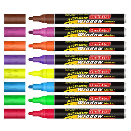 Soni Officemate Fluoroscent Window Markers Set - SCOOBOO - SKU-119-10 - Permanent Markers