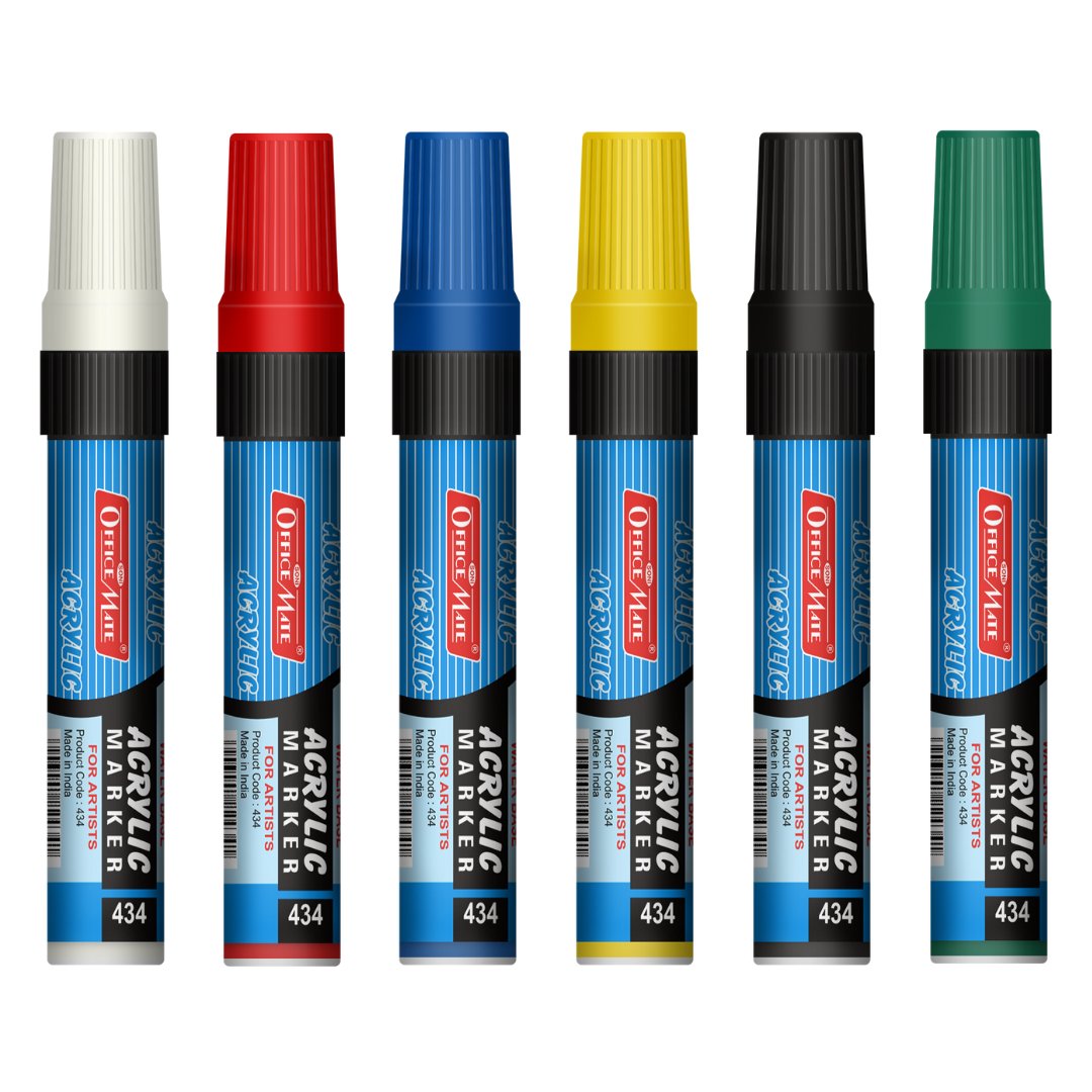 Soni Officemate Jumbo Acrylic Permanent Marker Pens with Set of 6 - SCOOBOO - SKU-434 - Glass Paints & Markers