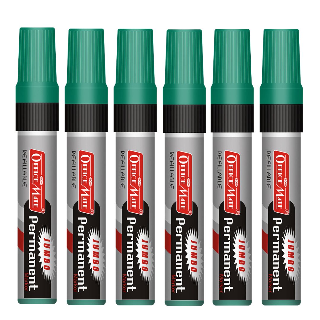 Soni Officemate Jumbo Permanent Marker - Pack of 6 - SCOOBOO - Jumbo-Per-Green - Permanent Markers