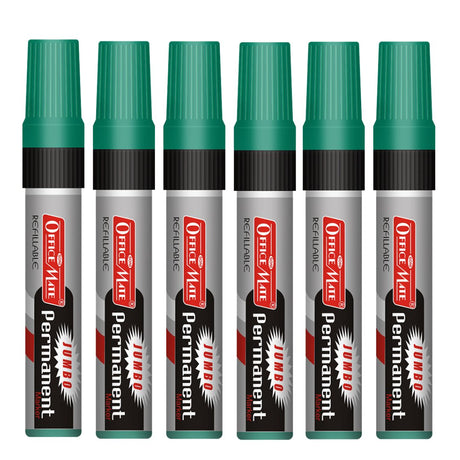 Soni Officemate Jumbo Permanent Marker - Pack of 6 - SCOOBOO - Jumbo-Per-Green - Permanent Markers