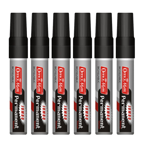 Soni Officemate Jumbo Permanent Marker - Pack of 6 - SCOOBOO - Jumbo-Per-Black - Permanent Markers