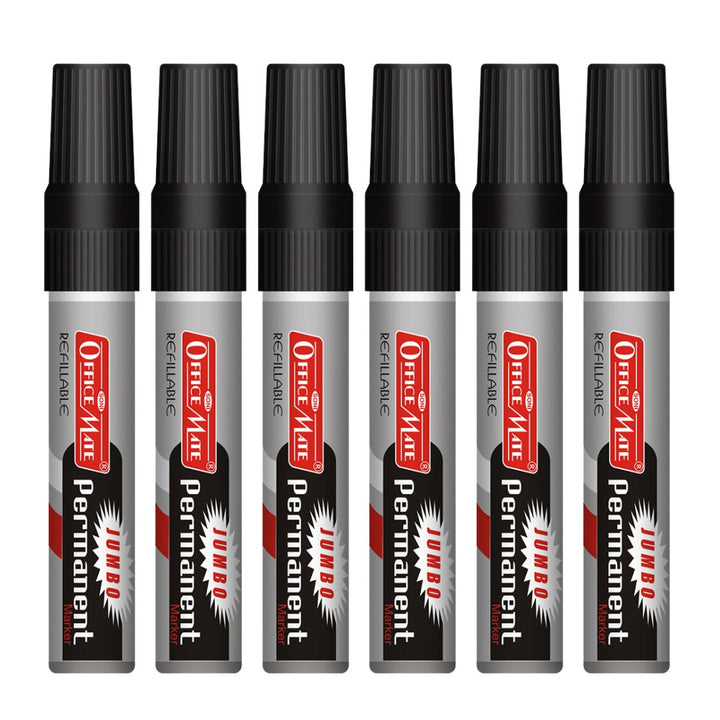 Soni Officemate Jumbo Permanent Marker - Pack of 6 - SCOOBOO - Jumbo-Per-Black - Permanent Markers