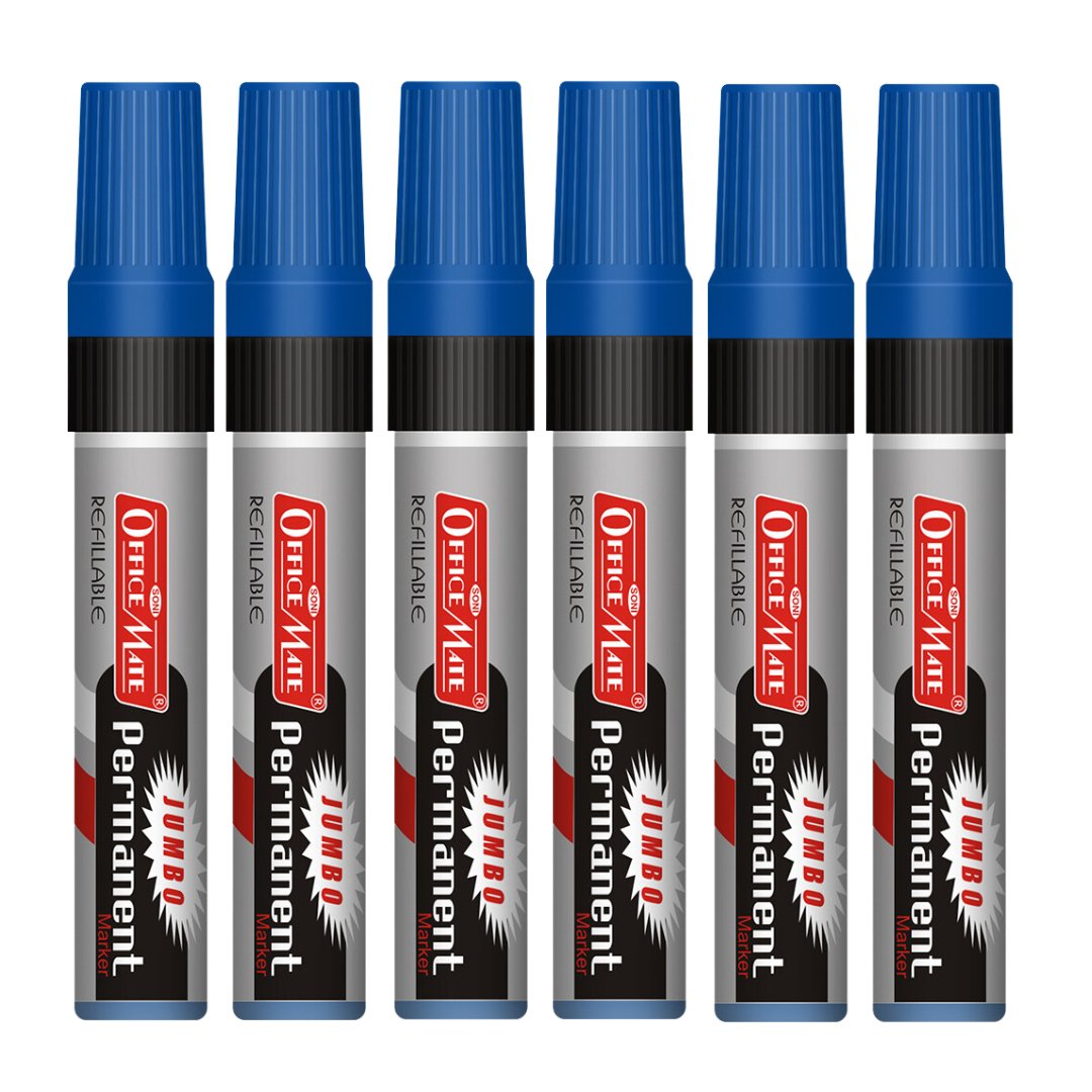 Soni Officemate Jumbo Permanent Marker - Pack of 6 - SCOOBOO - Jumbo-Per-Blue - Permanent Markers