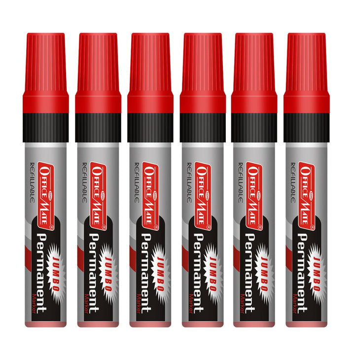Soni Officemate Jumbo Permanent Marker - Pack of 6 - SCOOBOO - Jumbo-Per-Red - Permanent Markers