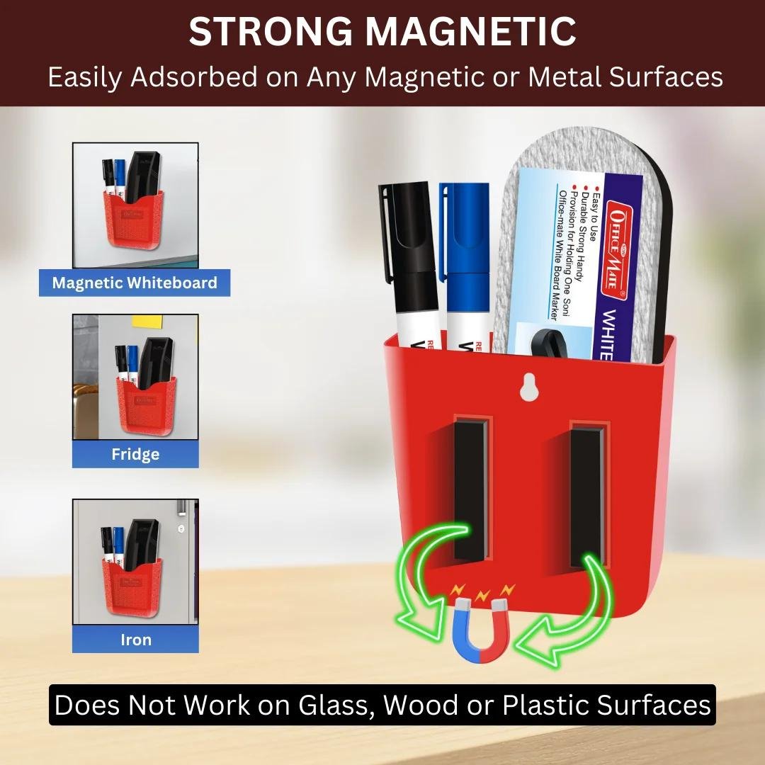 Soni Officemate Magnetic Holder With Duster & 2 White Board Marker - SCOOBOO - 606 - White - Board Marker