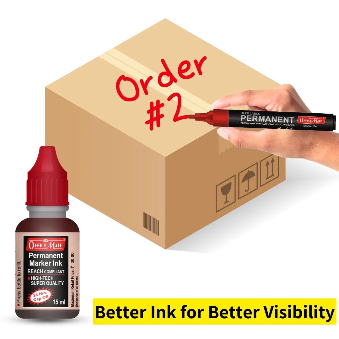 Soni Officemate Multicolor (4 Permanent Markers + 4 Permanent Markers Inks ) - SCOOBOO - 672 - Permanent Marker