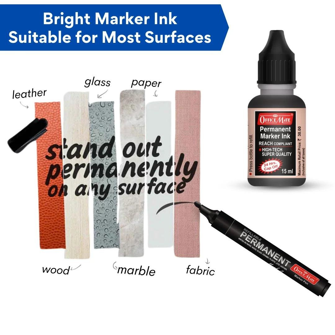 Soni Officemate Multicolor (4 Permanent Markers + 4 Permanent Markers Inks ) - SCOOBOO - 672 - Permanent Marker