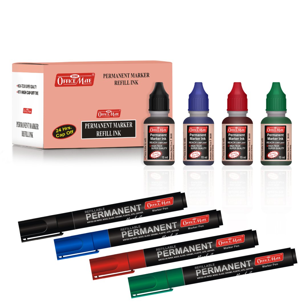 Soni Officemate Permanent Marker Ink Bottle Sets - SCOOBOO - Ink Bottle