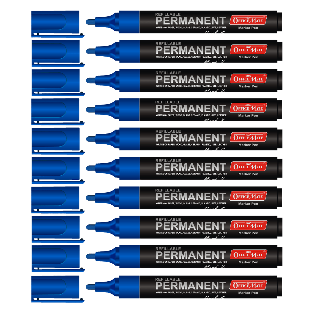 Soni Officemate Permanent Marker - Pack of 10 - SCOOBOO - Pack of 10-Black - Permanent Markers