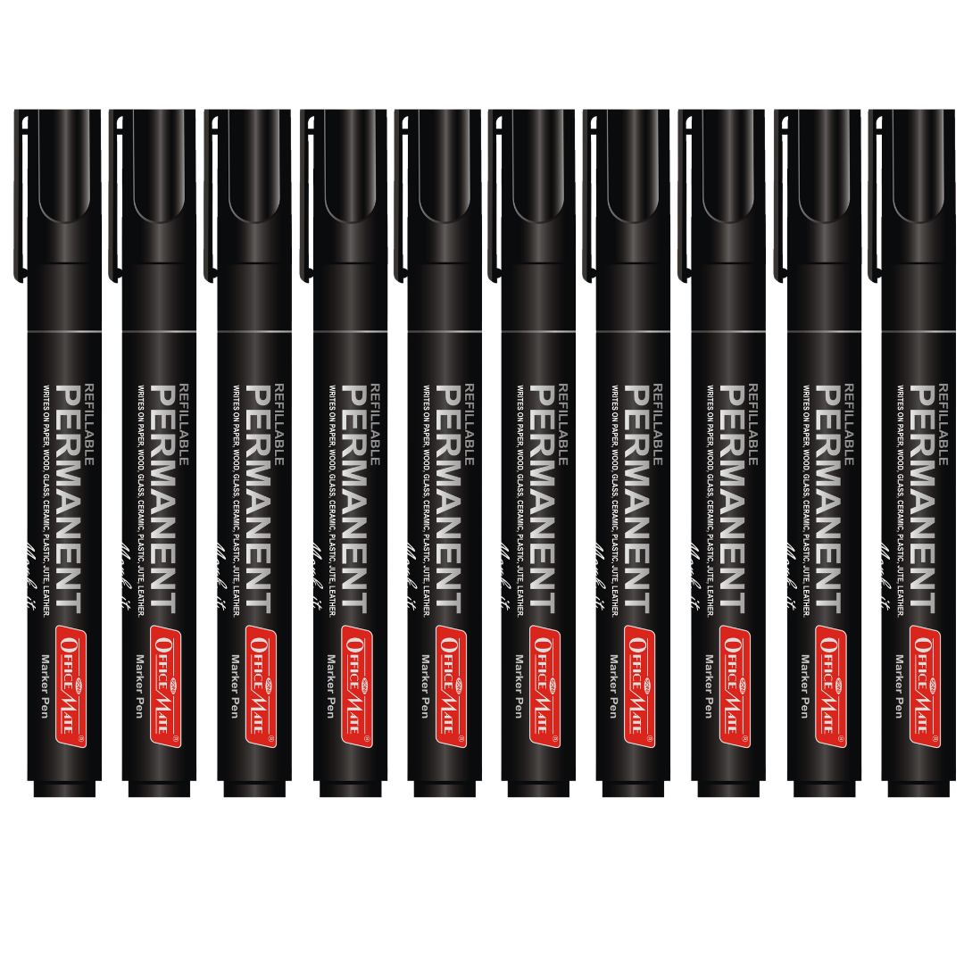 Soni Officemate Permanent Marker - Pack of 10 - SCOOBOO - Pack of 10-Black - Permanent Markers