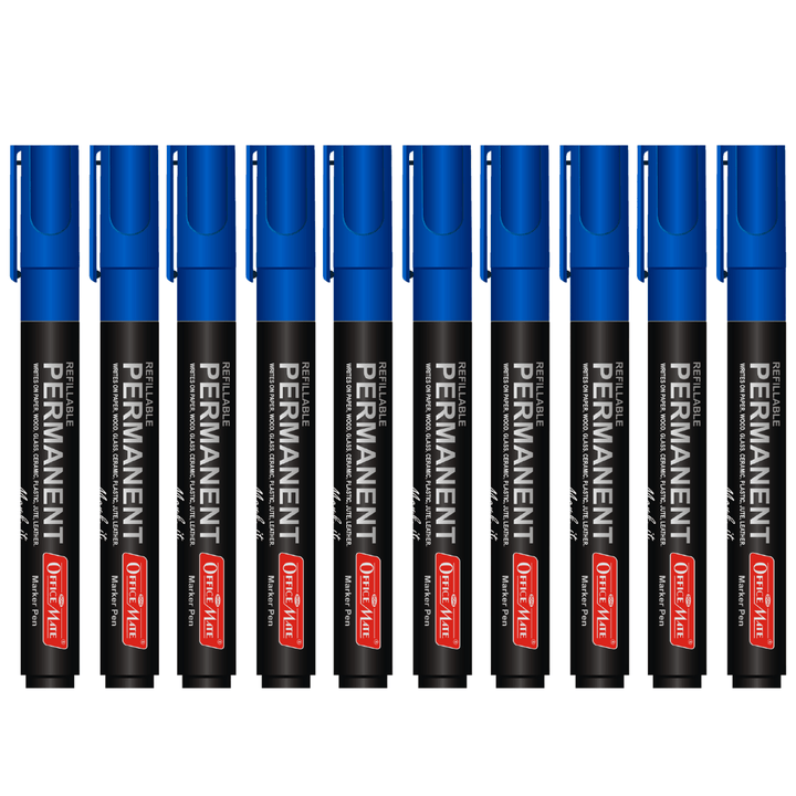 Soni Officemate Permanent Marker - Pack of 10 - SCOOBOO - Pack of 10 -Blue - Permanent Markers