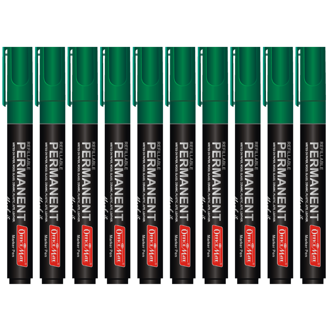 Soni Officemate Permanent Marker - Pack of 10 - SCOOBOO - Pack of 10-Green - Permanent Markers