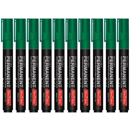 Soni Officemate Permanent Marker - Pack of 10 - SCOOBOO - Pack of 10-Green - Permanent Markers