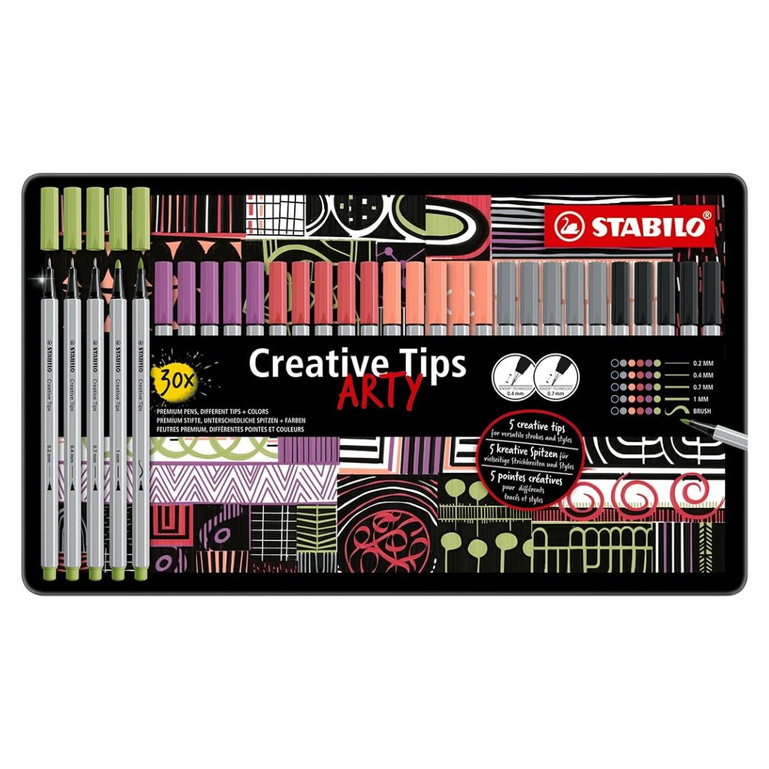 Stabilo Arty Creative Tips Multi Liner Set - SCOOBOO - 89/30 - 6 - 2 - 20 - Fineliners