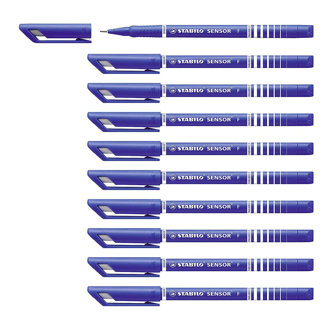 Stabilo Blue Fine Tip Sensor Pen - Pack Of 10 - SCOOBOO - 189/41 - Fineliners