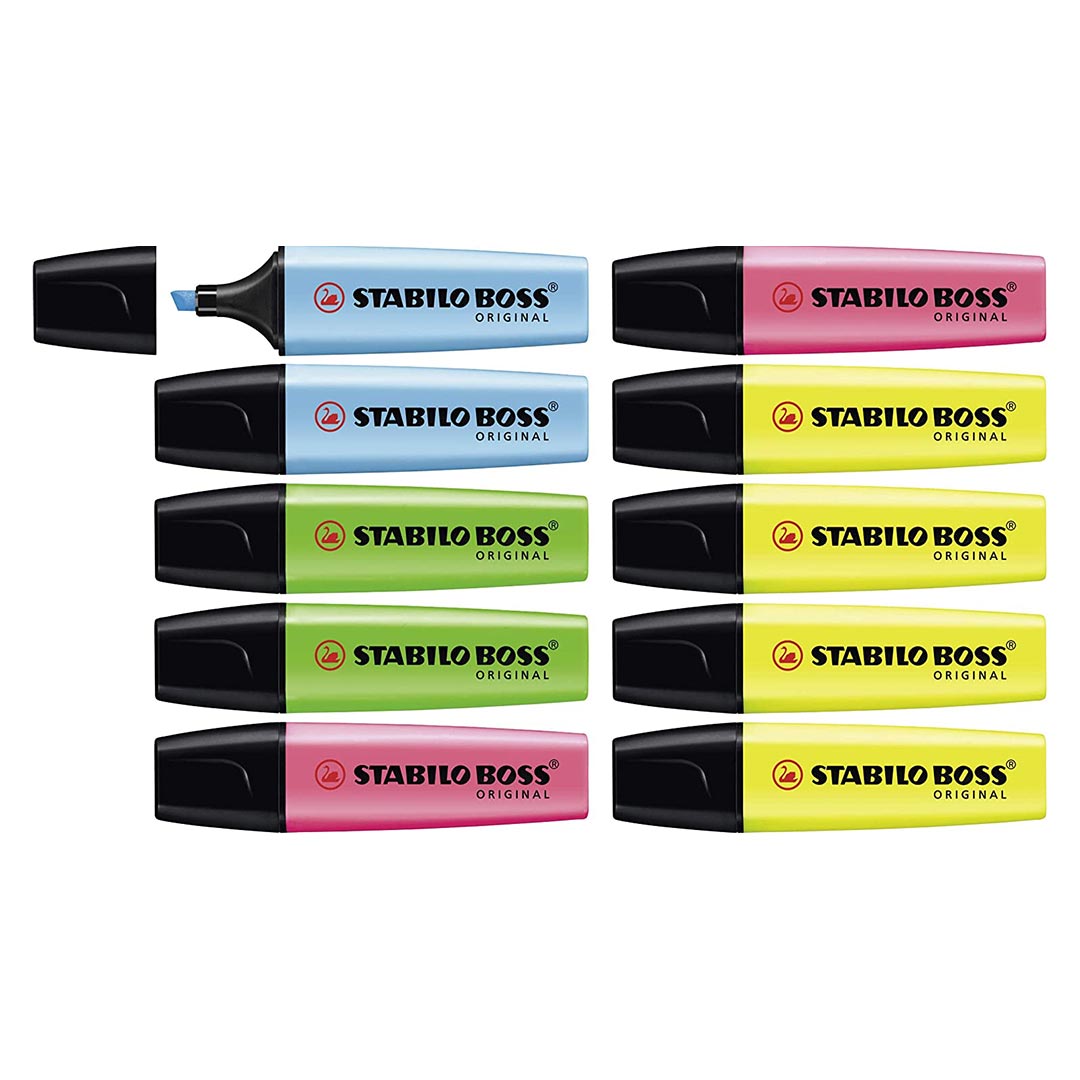 Stabilo | Boss | Highlighter | Pack Of 10 Colors - SCOOBOO - 0 - Highlighter