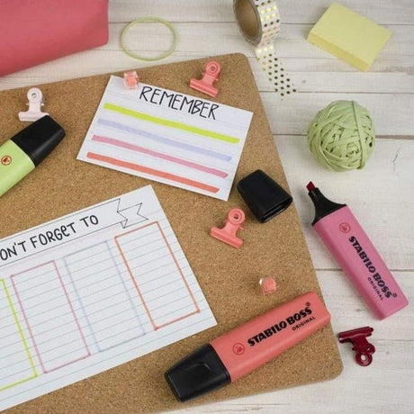 Stabilo Boss Original Chisel Point Pastel Wallet of 4 Assorted Colors - SCOOBOO - 70/4 - 3 - TGM - Highlighter