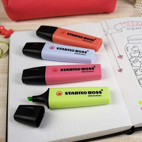 Stabilo Boss Original Chisel Point Pastel Wallet of 4 Assorted Colors - SCOOBOO - 70/4 - 3 - TGM - Highlighter