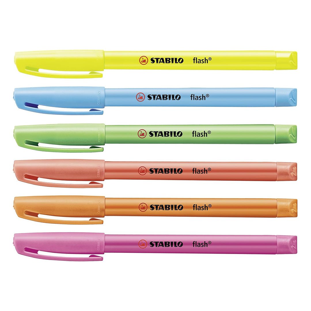 Stabilo | Flash | Highlighter | Pack Of 6 | Assorted Colours - SCOOBOO - 555/6 - Highlighter