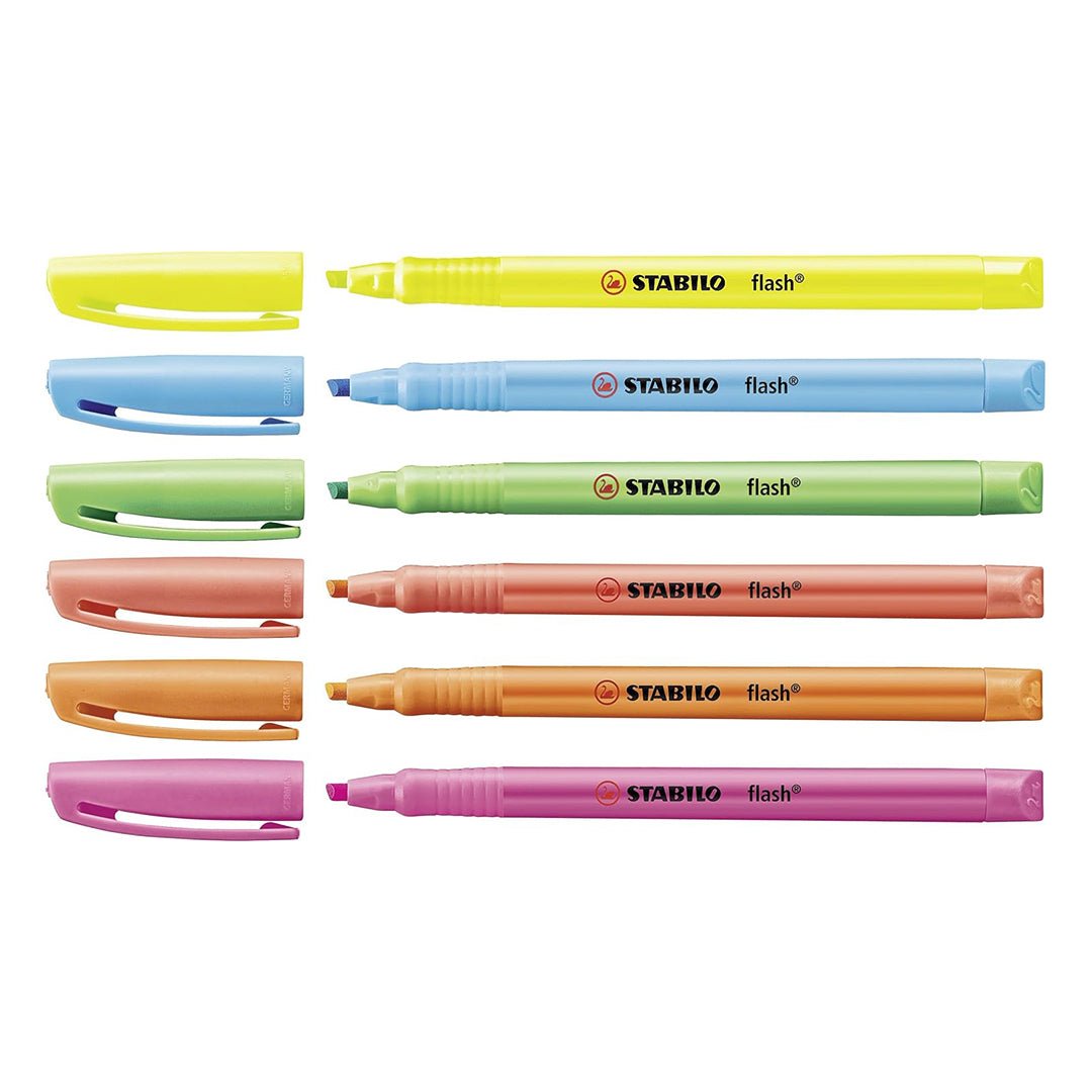 Stabilo | Flash | Highlighter | Pack Of 6 | Assorted Colours - SCOOBOO - 555/6 - Highlighter