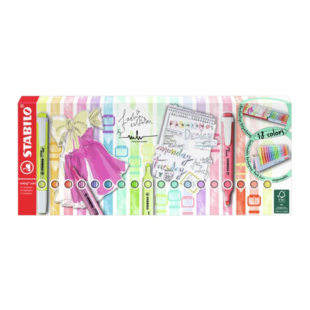 Stabilo | Swing Cool | Pastel Deskset | Pack Of 18Pcs - SCOOBOO - EO275/18 - 01 - 5 - Highlighter