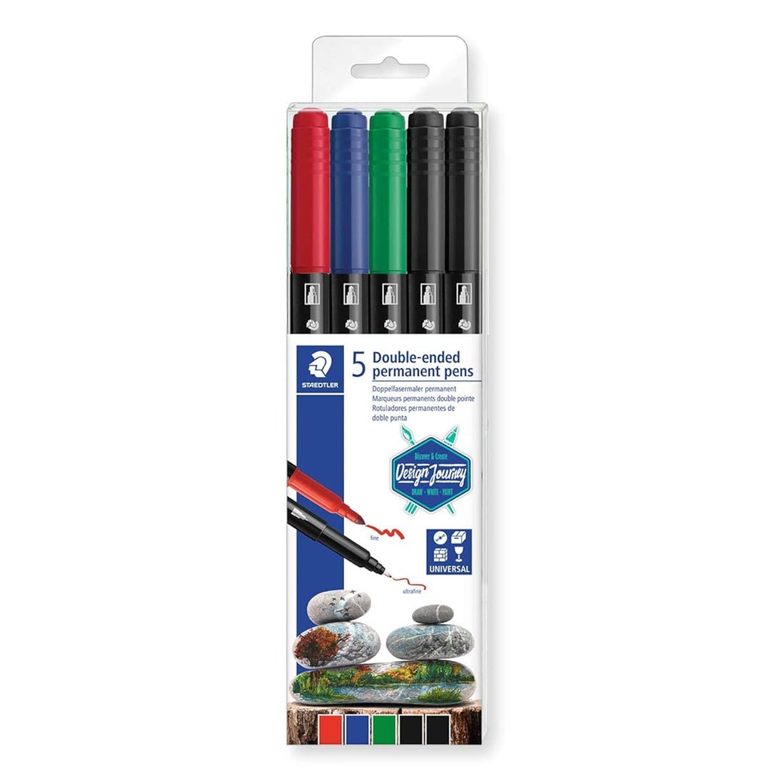 Staedtler Double Ended Permanent Pens - Assorted Colours - SCOOBOO - 3187 TB5 - Fineliner