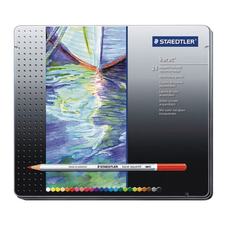 Staedtler Karat Aquarell Colour Pencils Metal Box Set - SCOOBOO - 125 M24 - Watercolour Pencils