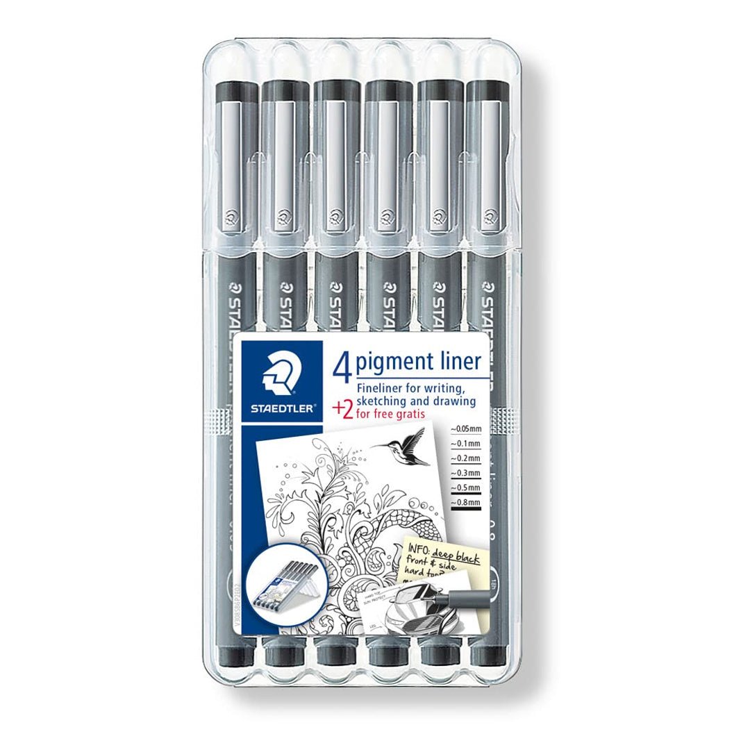 Staedtler Pigment Liner Bonus Sketch 6 Liner Set - SCOOBOO - 308SB6P - Fineliner