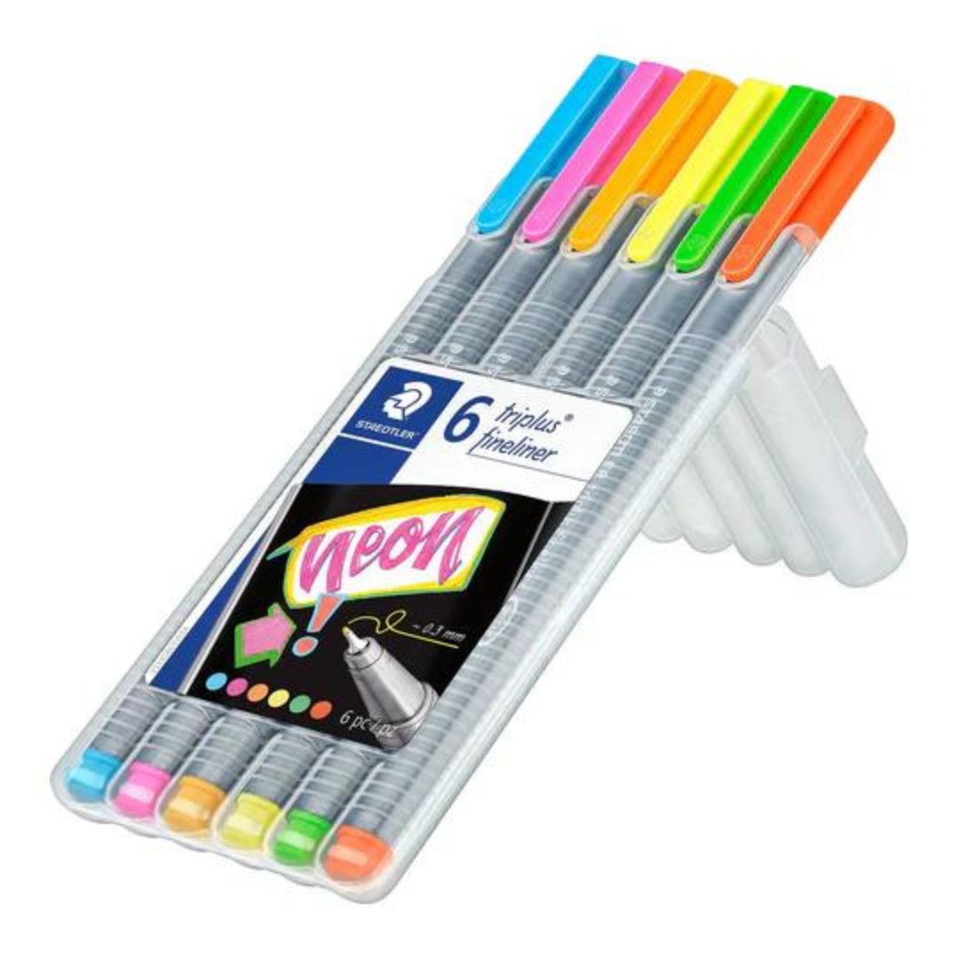 Staedtler Triplus Neon Fineliners - Pack of 6 - SCOOBOO - 334 SB6 CS3 - Fineliners