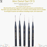 Stationerie Angled Ultramini Detailer Brush Set Of 5 - SCOOBOO - ULTRAMINI ANGLED - Paint Brushes