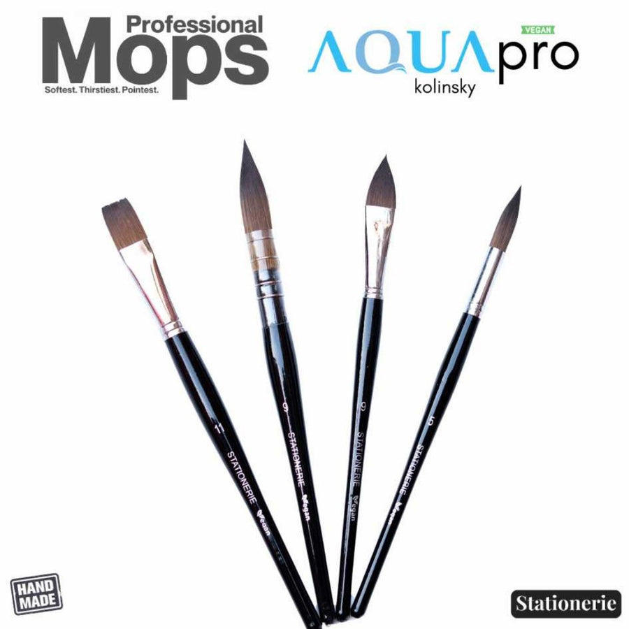 Stationerie Aquapro Kolinsky Vegan Wash Mop Set Of 4 Matte Edition - SCOOBOO - AQUAPRO KOLINSKY - Paint Brushes