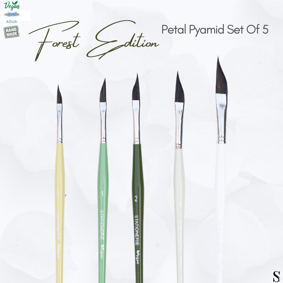 Stationerie Petal Pyramid Set Of 5 Forest Patel Edition - SCOOBOO - PETAL PYRAMID - Paint Brushes