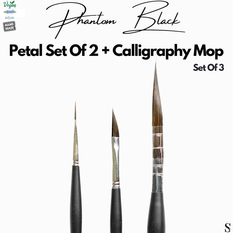 Stationerie Petal Set of 2 + Calligraphy Rigger Mop Hybrid Brush Set - SCOOBOO - PETAL HYBRID - Paint Brushes