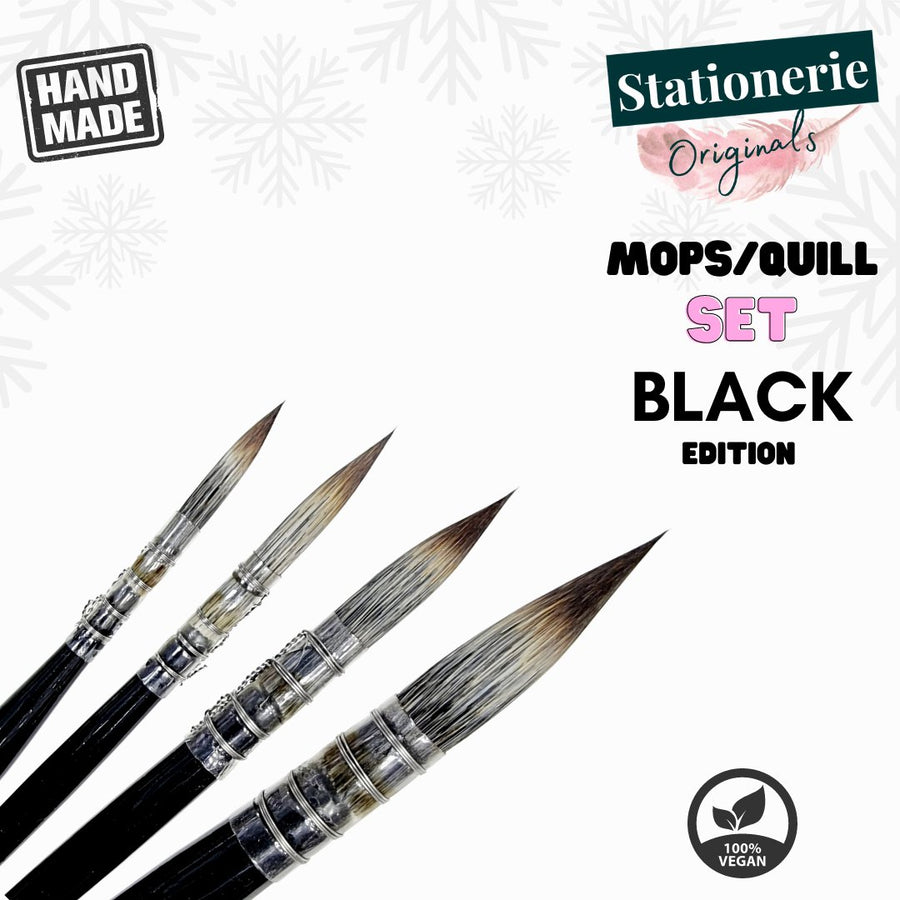 Stationerie Professional Synthetic Pointed Black Mops Set Of 4 - SCOOBOO - AQUASYNC VEGAN - Paint Brushes