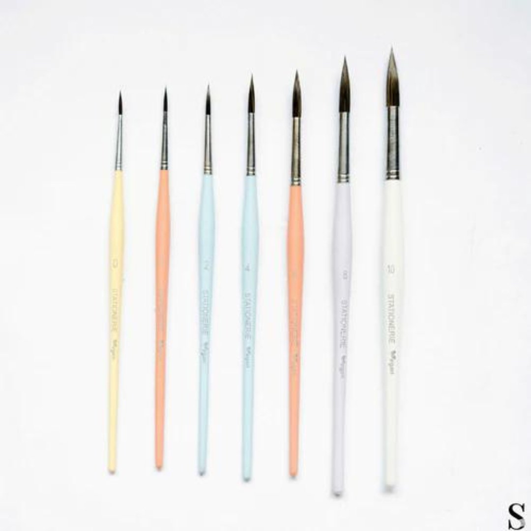 Stationerie Round Set Of 7 Candy Edition (Now In Kolinsky Synthetic Bristle) - SCOOBOO - CANDY ROUND BRUSH - Paint Brushes