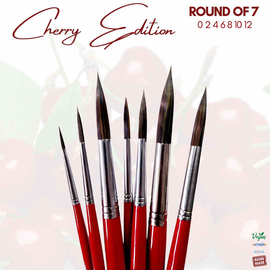 Stationerie Round Set Of 7 Lite Cherry Edition - SCOOBOO - ROUND 7 PRO - Paint Brushes