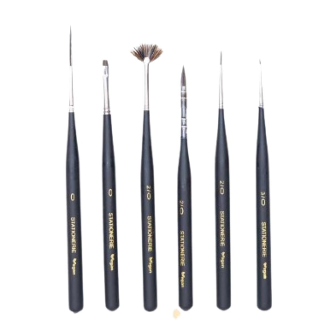 Stationerie UltraMini Pint Phantom Matte Black Edition Brush Set- Set Of 6 - SCOOBOO - ULTRAMINI PIN - Paint Brushes