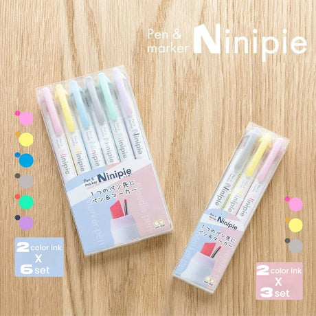 Sun Star Pen & Marker Ninipie - Pack of 6 - SCOOBOO - S4591755 - Highlighter