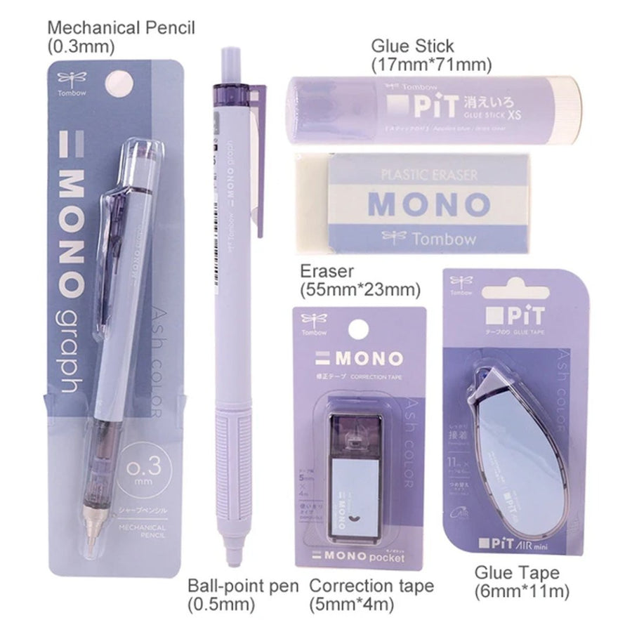 Tombow Mono PIT Pencil Stationery Set 6 Pieces - SCOOBOO - PCC-643AAZ - Stationery Kit