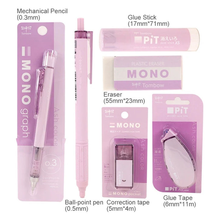 Tombow Mono PIT Pencil Stationery Set 6 Pieces - SCOOBOO - PCC-643DAZ - Stationery Kit