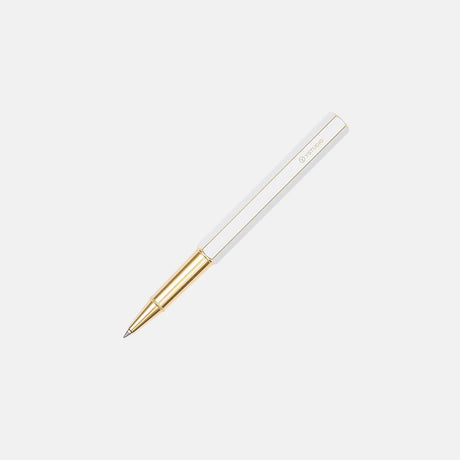 YstudioClassic Revolve Brass White Rollerball Pen - SCOOBOO - STAT-61b - Roller Ball Pen