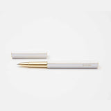 YstudioClassic Revolve Brass White Rollerball Pen - SCOOBOO - STAT-61b - Roller Ball Pen