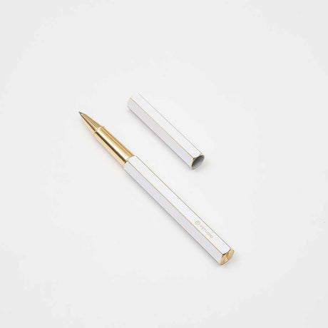 YstudioClassic Revolve Brass White Rollerball Pen - SCOOBOO - STAT-61b - Roller Ball Pen