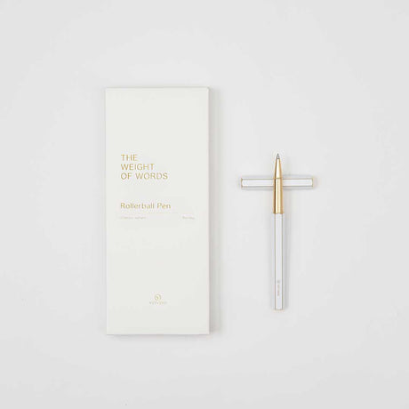 YstudioClassic Revolve Brass White Rollerball Pen - SCOOBOO - STAT-61b - Roller Ball Pen